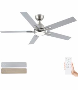 42” Brushed Nickel Ceiling Fan with Light and Remote