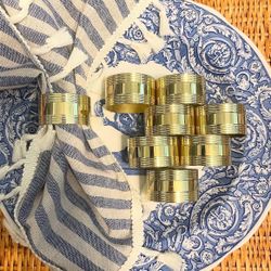 Vintage Lacquered Brass Napkin Rings - Set of 8