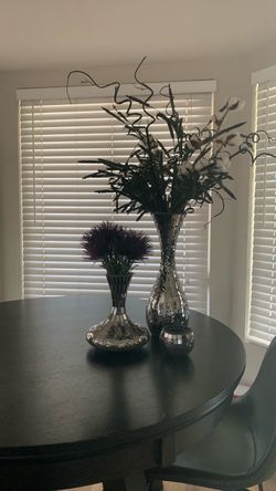 Mosaic Mirror Vase Set with Faux Florals