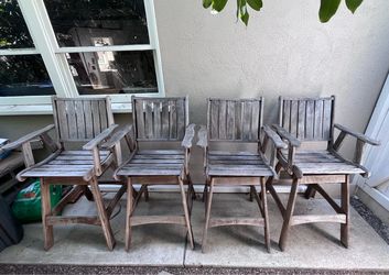 Set of 4 Jensen Leisure Premium Ipe Wood Outdoor Bar Stools Patio High Counter Dining Armchairs