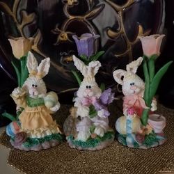 3 Candeleros  De  Conejos  No Es HOME  INTERIOR 