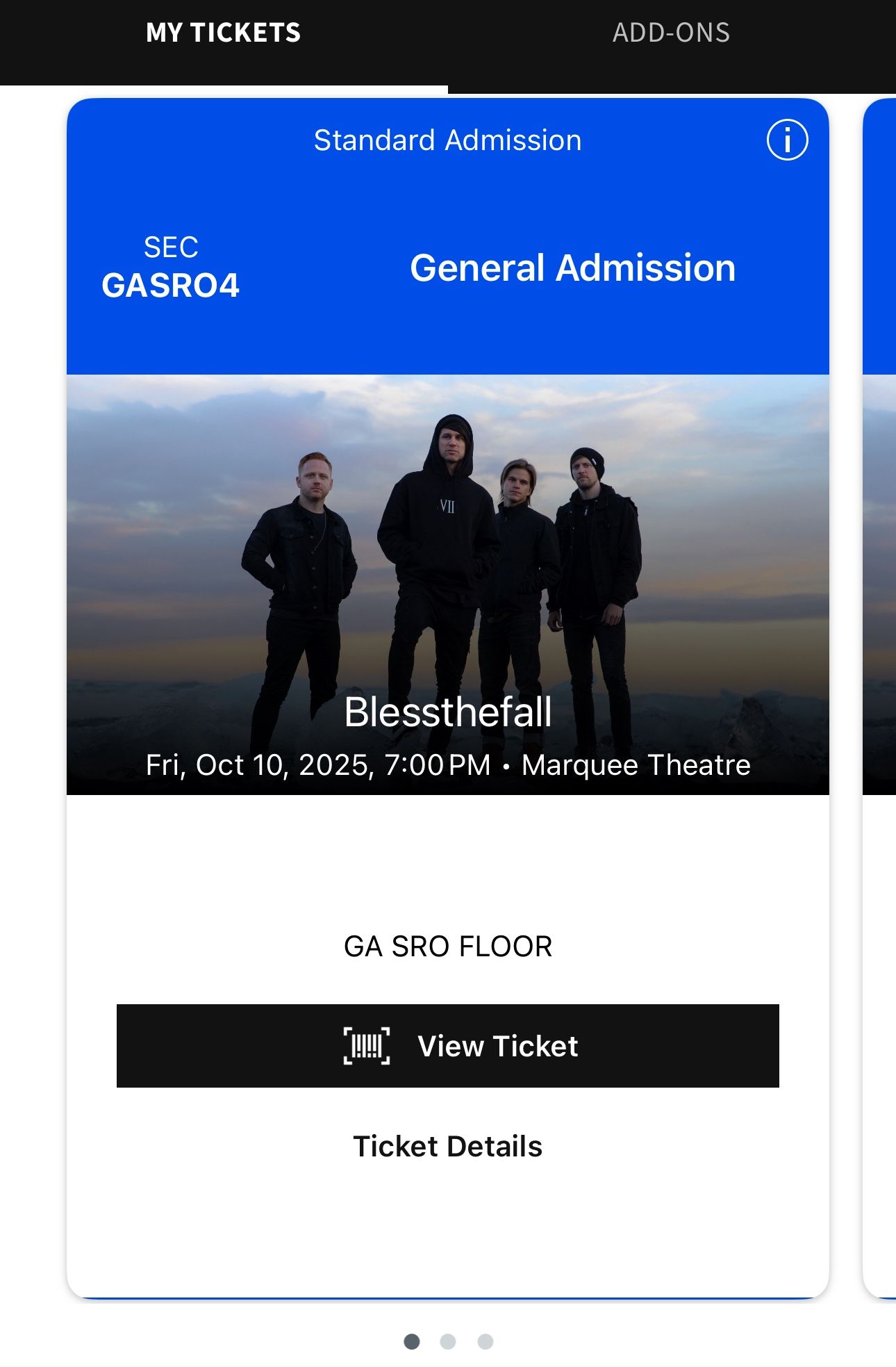 Concert Tickets - blessthefall