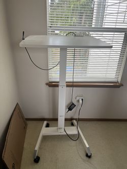 Rolling Desk Adjustable Height, Laptop Cart, Computer Desk with Wheels 23.6" x 20.5"