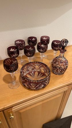 *RARE FIND* Vintage Amethyst (Purple) Cut-to-Clear Crystal Glassware Set