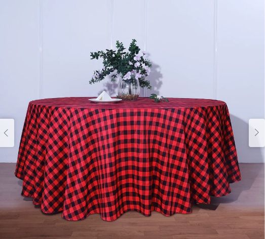 Country Christmas - Buffalo Plaid Round Tablecloths and Runners