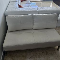 Modern Luxury White Leather Convertible Sofa Bed
