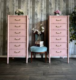 🌺 Newly Refinished Two Henry Link Bali Hai Faux Bamboo Tall Dresser/ Details Below/ I Can Deliver