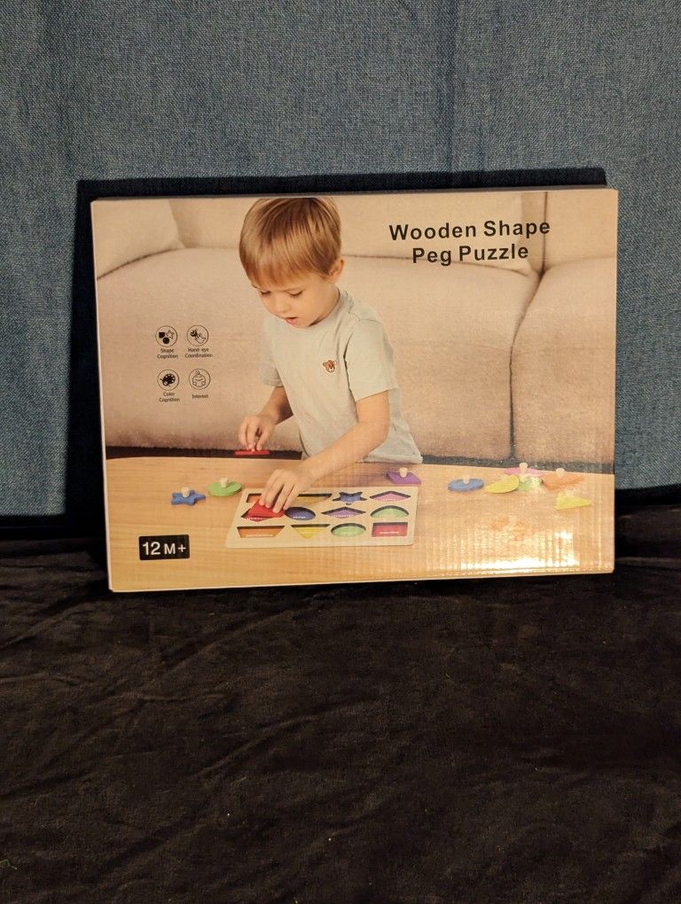 Geometric Shape Puzzle with Knob for Board Preschool Wooden Puzzle for 1-3 Years Old Kids