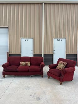 Red Sofa & Arm Chair