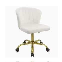 Computer Chair Beige Velvet With Gold Undertone