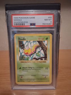 1999 Pokemon Weedle Shadowless PSA 8 NM-MT