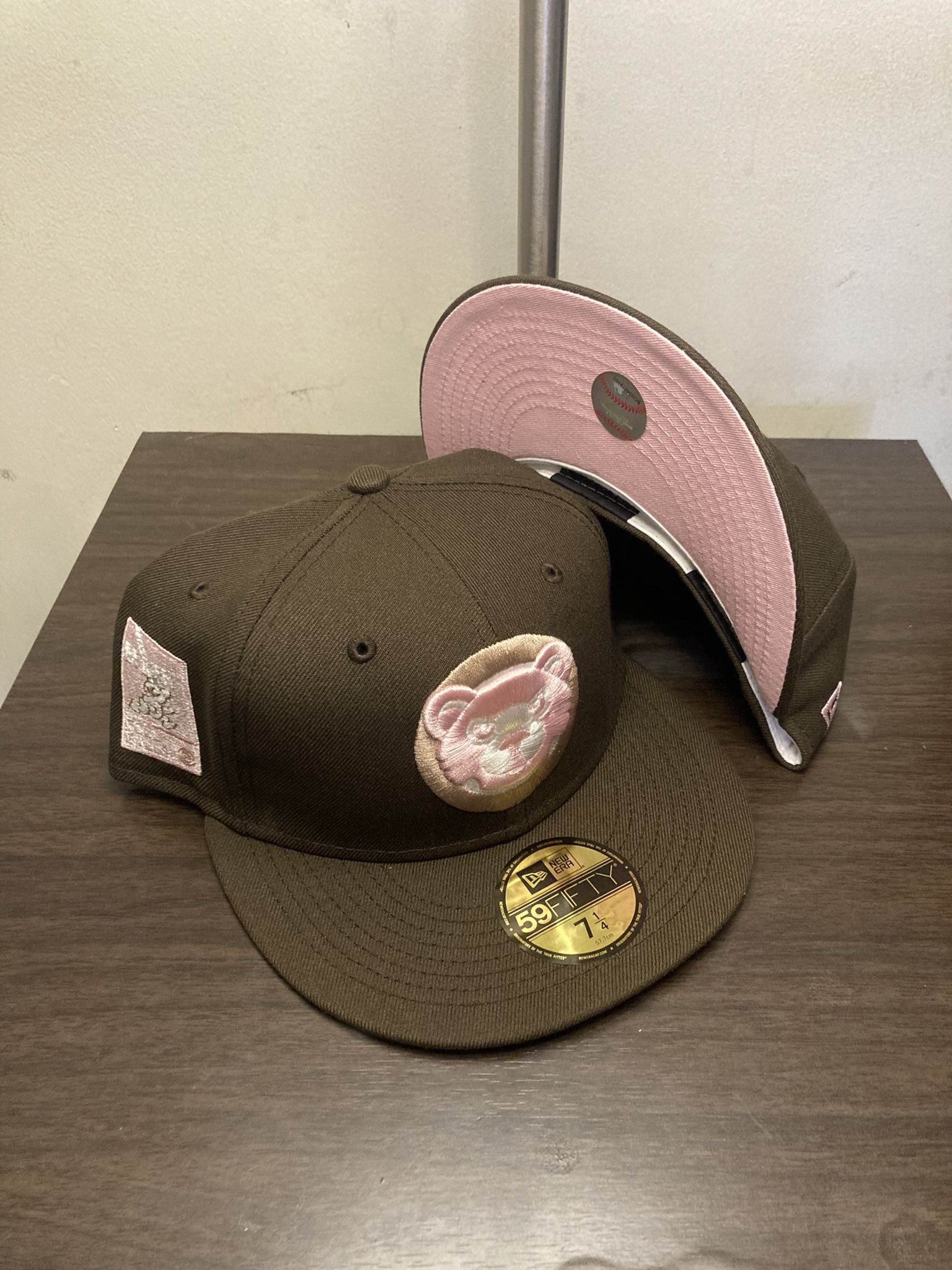 Brown Fitted Hat Pink Brim Brown Fitted Hat Pink Brim Pink Brim - Main Image