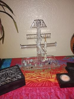 Jewelry Organizer With Some Rings And Earrings Included 