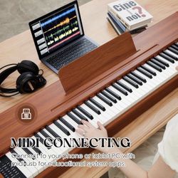 digital Piano 88 Key Semi Weighted Keyboard,Full-size Electric Piano for Beginners,with Sheet Music Stand,Pedal,Power Adapter,Headphone Mode,USB-MIDI 