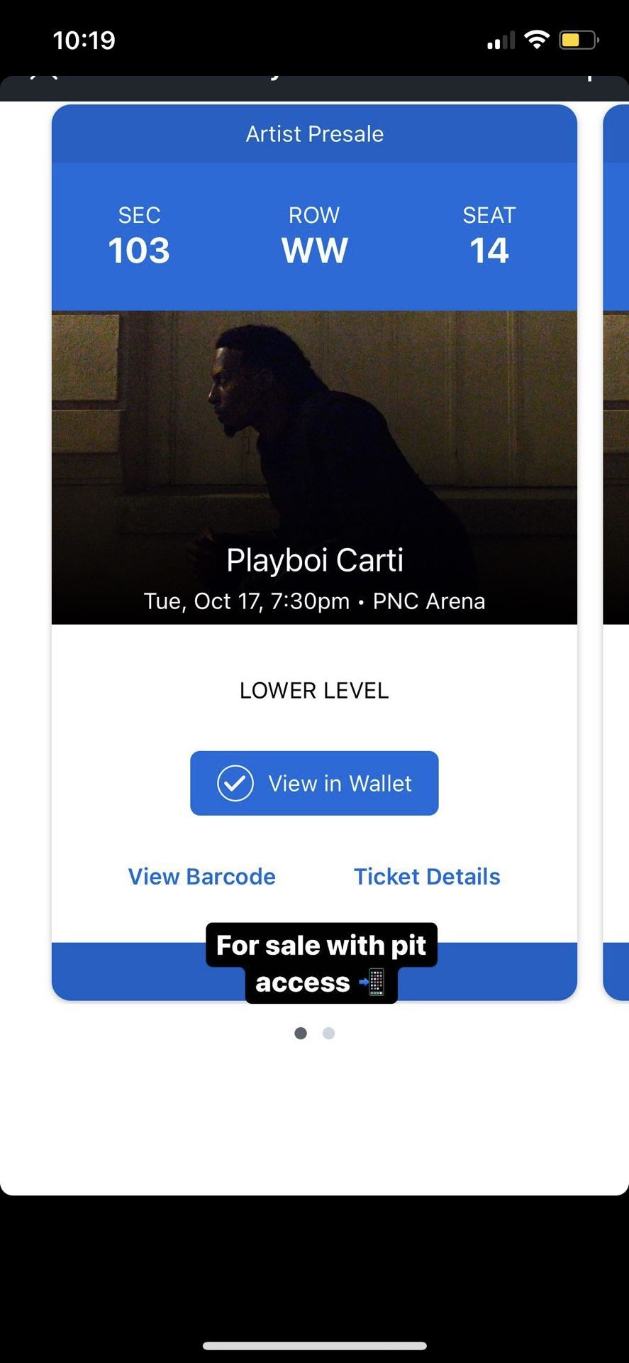 Playboi Carti ANTAGONIST Tour Lower Level Ticket With Floor Access
