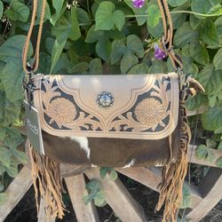 Cow Hide Purse With Fringe 