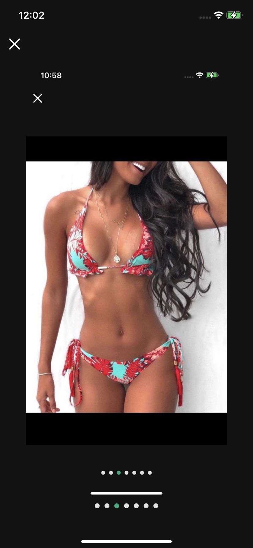 .New Sexy Brazilian /Miami style Red tropical halter neck string bikini / swimwear/swimsuit/ bathing suit/ body suit size Small
