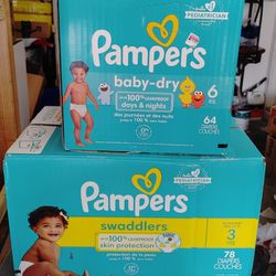 Pampers Baby- Dry Diapers Size 6 and 3 ($25 each)