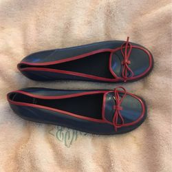 Kate Spade Rain Shoes Navy With Red Trim  Shoe Says 7 But Read Inches 