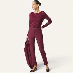 NWT WHBM Burgundy Elle Slim Ankle Pant in Scuba Knit, Size 18W, MSRP $99