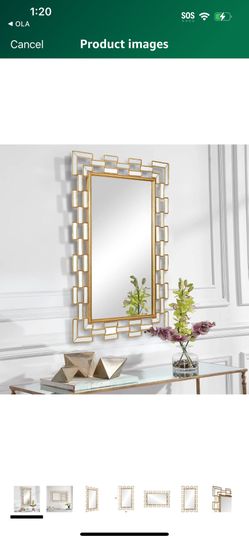 36'' x 24'' Rectangular Large Hanging Rectangular Gold Wall Mirror for Living Room Bedroom Entryway