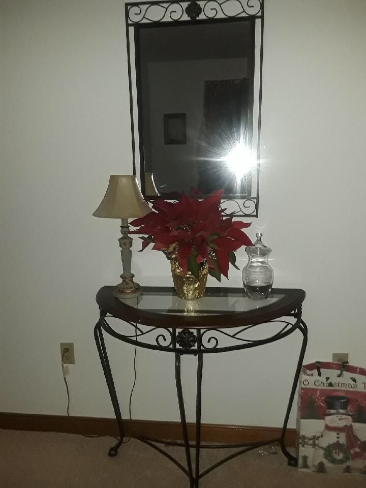 Matching mirror with half moon table