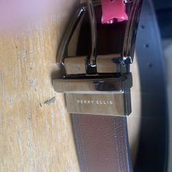 Perry Ellis Brown Leather Belt size Large 38-40 NWT 