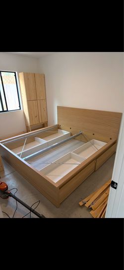 King Size Bed Frame w/Storage Boxes - discounted