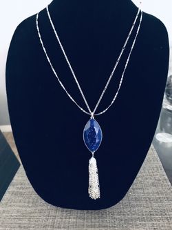 Silver plated long necklace