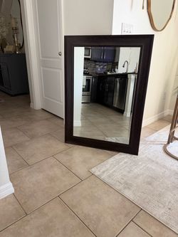 Large Wall Mirror Dark Brown Frame