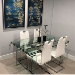 Dining table extendable (glass)