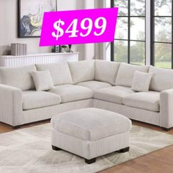 BRAND NEW 4PCS SECTIONAL SOFA SET WITH OTTOMAN AND ACCENT PILLOW INCLUDED $499