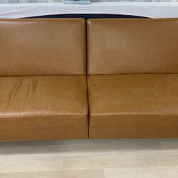 Camel faux leather Sofa Sleeper