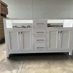 60x22 White Cabinet for Double Sink Bathroom Vanity 