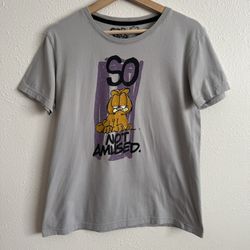 Vintage Y2K Grey Purple Garfield So Not Amused Casual Short Sleeve Graphic Tee