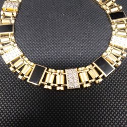 14K Onix and Diamonds Gold Bracelet 1.5 Cts