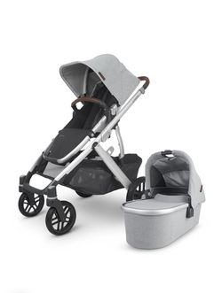 Like-New UPPAbaby VISTA V2 Stroller - Stella (Grey Brush/Silver/Saddle Leather)