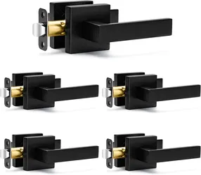 5 Pack Passage Door Handles Matte Black Door Levers, Interior Door Knobs
Square Heavy Duty Non-Locking Handlesets Hall Closet Handles, Reversible for