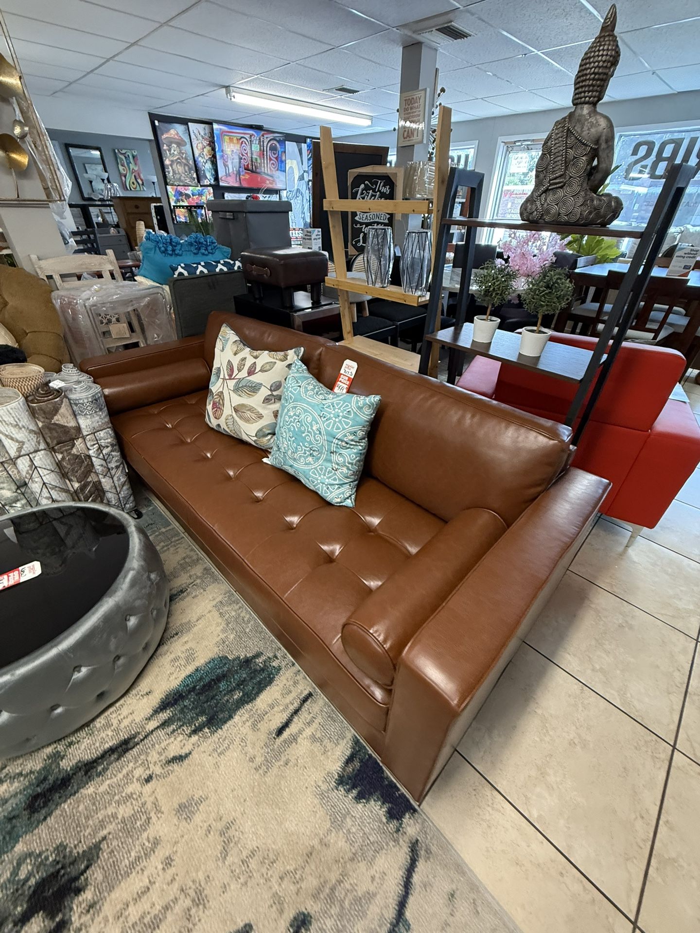 Brand New Faux Leather Brown Sofa