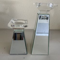 Mirrored Glass Candle Holders