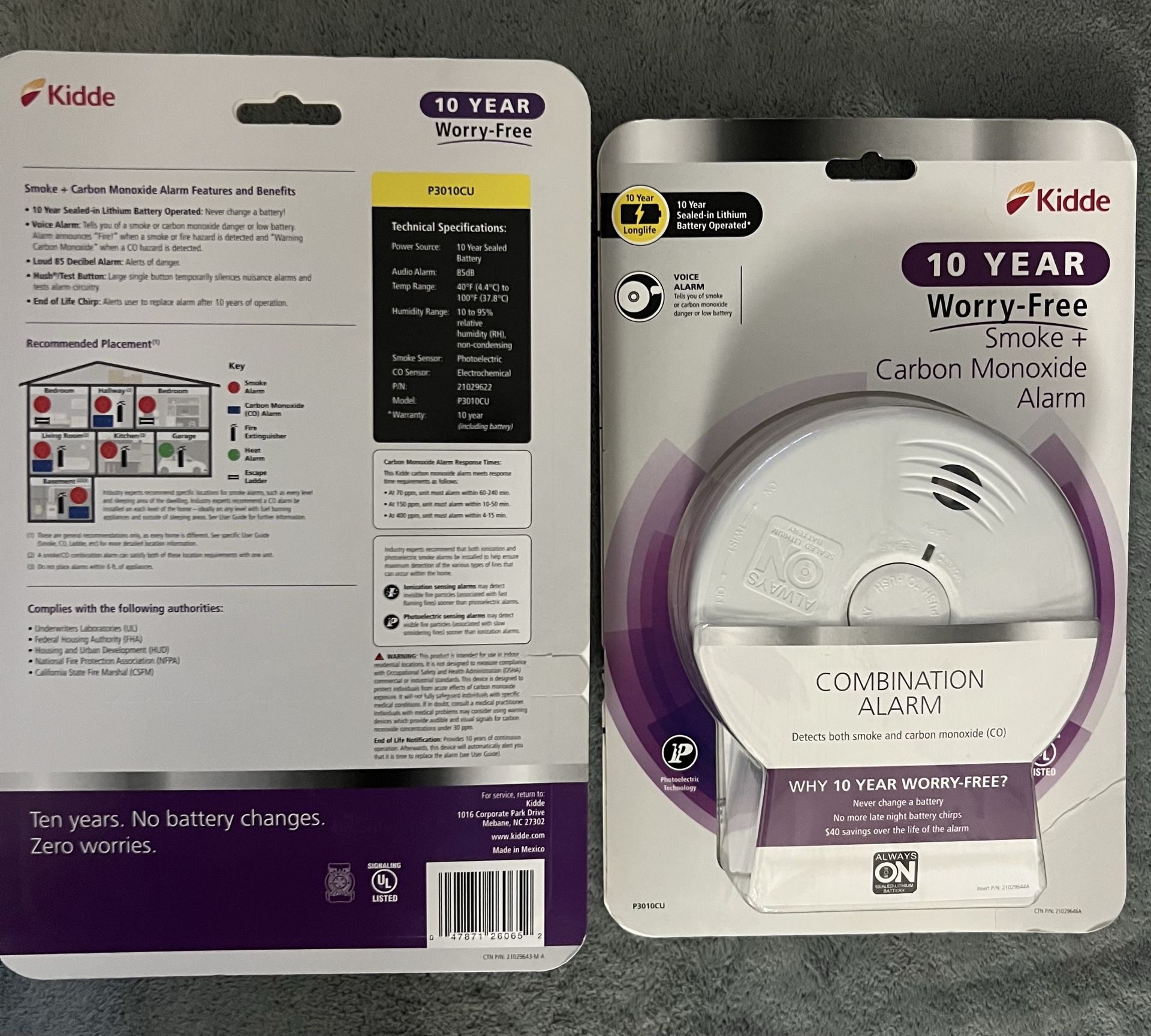 2 Pack Kidde 10-Year Smoke & Carbon Monoxide Alarm – New Sealed