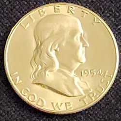 1954 Brilliant Uncirculated Silver Franklin Half Dollar