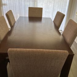 Seven Piece Dining Table (gray & beige tones)