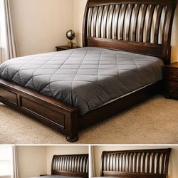 California King Bed Frame - Deep Walnut ( Dark Brown )