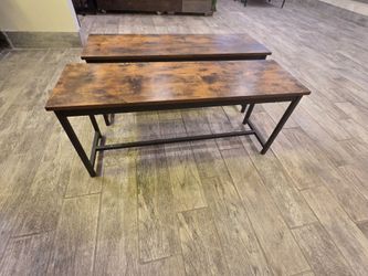 Wood and metal benches