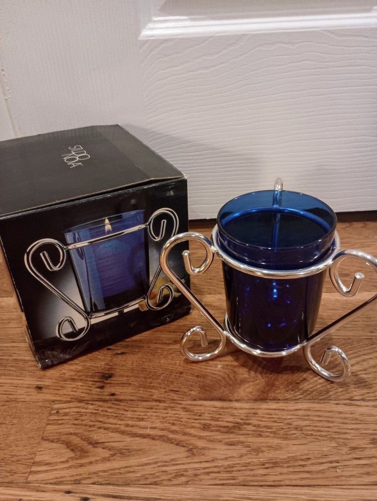 Glass & Silver Candle Holder