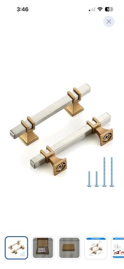 White & gold cabinet handles