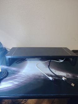 Black Monitor Stand with USB Hub