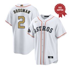 Houston Astros Nike White Gold Bregman Championship 2022 Jersey 