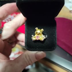 Size 9 Teddy Bear Ring Engraved Inside "I LOVE YOU BEARY MUCH"